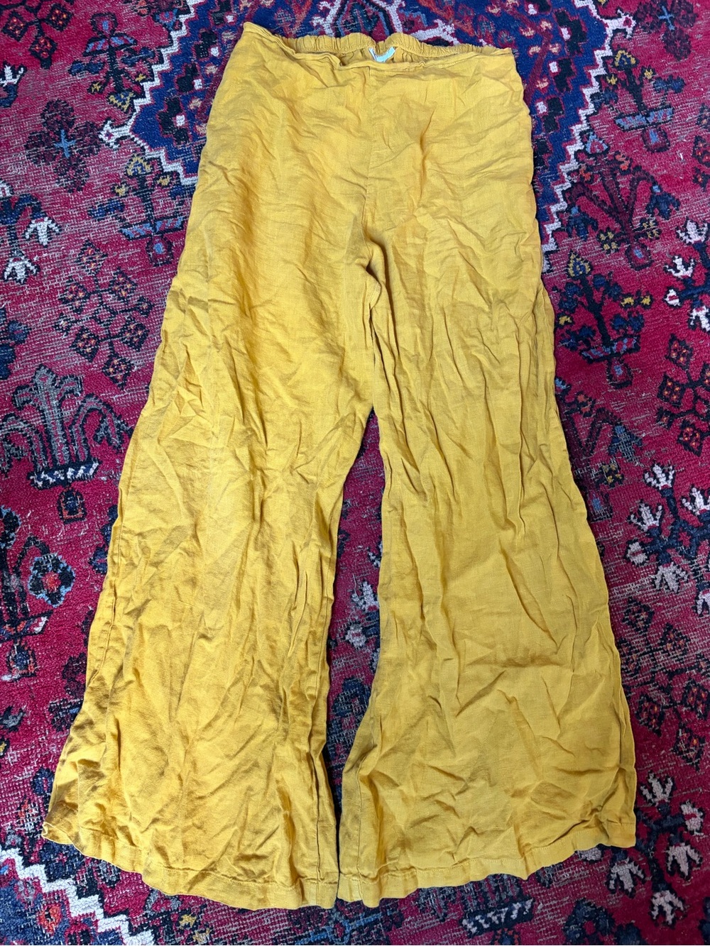 bryn Walker Golden Yellow Elastic Waist Pants Large